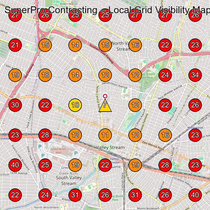 SuperPro Contracting GeoGrid visibility map for Customs Broker in Valley Stream